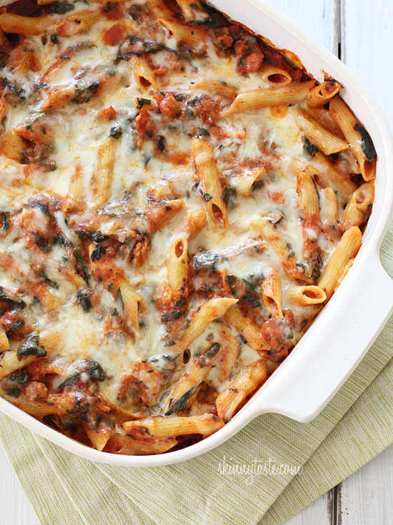 Baked-Pasta-with-Sausage-and-Spinach